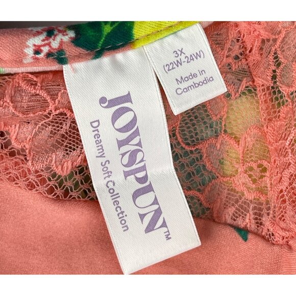 Joyspun Womens 3X Knit Chemise gown With Lemons Print & Lace Trim - Picture 8 of 9